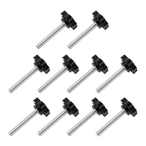 INCREWAY Thumb Screw, 10 Pcs M6x30mm Plum Blossom Shape Threaded Knurled Thumbscrew Grip Knobs Clamping Screw for Machinery Latche