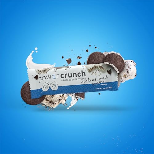 Power Crunch Protein Bars, High Protein Snacks with Delicious Taste, Cookies and Crème, 1.4 Ounce (12 Count)