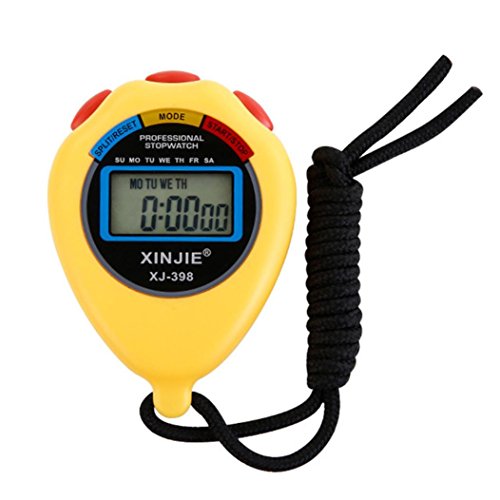 Digital Stopwatch Timer, Staron Digital Professional Handheld LCD Chronograph Waterproof Sports Stopwatch Timer Stop Watch (Yellow) - Thumbnail 4