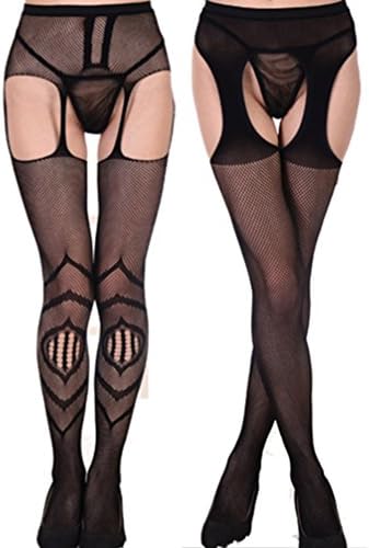 TAROMAING Women's Suspender Stockings Thigh High Garter Belt Pantyhose Fishnet Tights