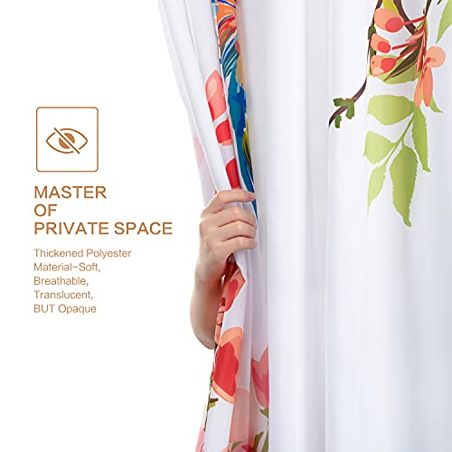 CutebriCase Shower Curtain, Flower Hummingbird Shower Curtain for Bathroom with Hooks, Polyester Fabric Machine Washable Waterproof Large Shower Curtains Sets Decorative Bath Curtain