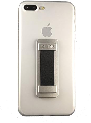 SLIDE Cell Phone Grip | The Perfect Ultra Slim Finger Strap Grip for Phone & Tablets, Universal Compatability (Silver)