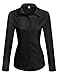 HOTOUCH Women Collared Button Down Long Sleeve Dress Shirt Black Small