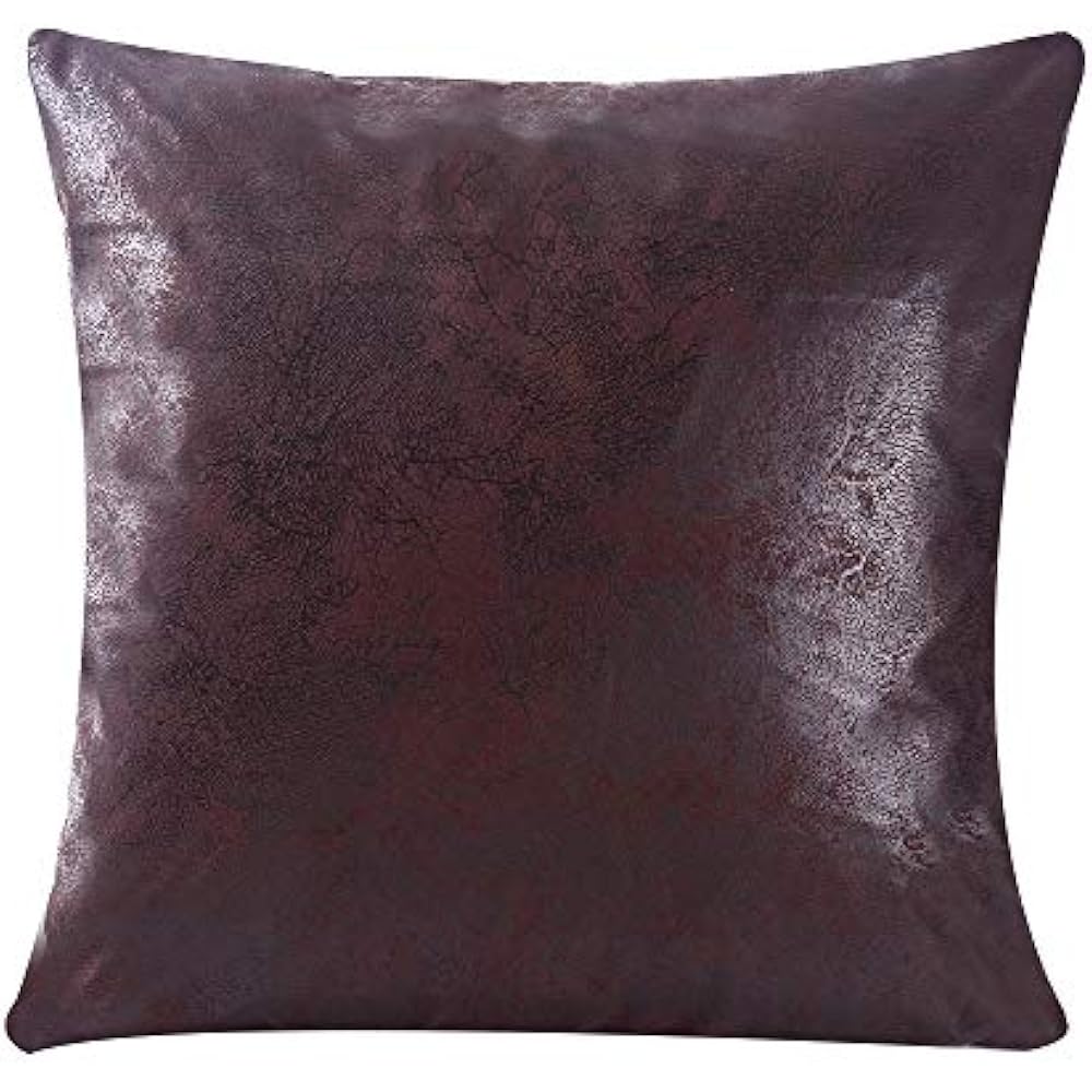 Soft Faux Leather Pillow Cover, Chocolate Decorative Throw Case Cushion
