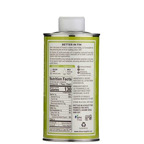 LA TOURANGELLE AVOCADO OIL 16.9 FL OZ, ALL-NATURAL, ARTISANAL, GREAT FOR SALADS, FRUIT, FISH OR VEGETABLES, BUTTERY FLAVOR