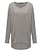ZANZEA Women's Off The Shoulder Batwing Tops Casual Loose Oversized Tshirts Long Sleeve Fall Pullover Sweater Tops Gray 2XL