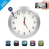 TTCDBF 1080p wifi hidden camera wall clock spy camera nanny camera with motion detection, remote viewing, indoor home and office hidden security camera, support IOS / Android, support video recording
