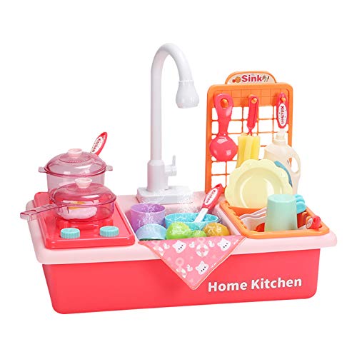 Kinder Küche Spüle Spielzeug,Kinder Waschbecken Küche Spielküche,Elektrisch Küche Spielzeug Sets mit Zubehör,Küchen…