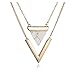 Zealmer Women 16K Gold Plated Marble Triangle Stone Pendant Necklace Gray