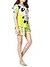 VENTELAN Women Pajama Set Cute Bear Short Sleeve Striped Shorts Sleepwear, Green, Large(USA Size:12-14)