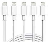 Xcords iPhone Charger 5Pack 6Foot Lightning Cable 8-Pin Lightning to USB Charging Cord Compatible with iPhone 7 7 Plus 6 6s 6 Plus 6s Plus iPhone 5 5s 5c iPad iPod and More (White)