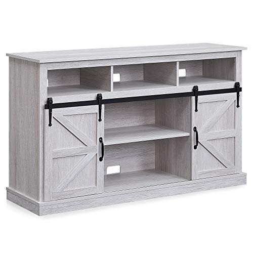 BELLEZE Modern 52 Inch Farmhouse Highboy TV Stand & Media Entertainment