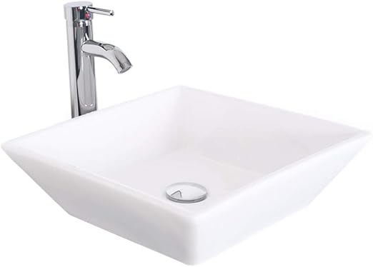 1 5 Gpm Counter Top White Square Porcelain Ceramic Sink Bowl White