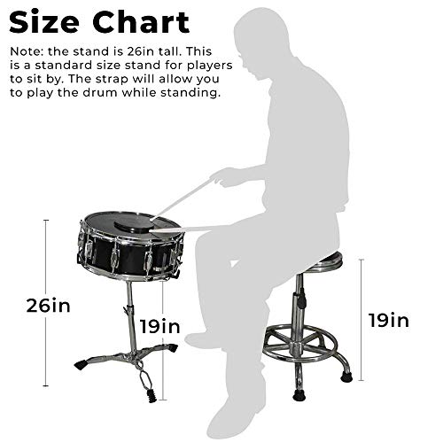 ADM 14" X 5.5" Student Snare Drum Set, Kids Snare Drum Beginner Kit with Stand, Drum Mute Pad