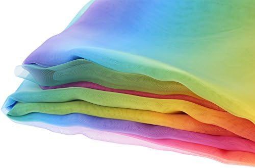 BBTO 16 Feet by 54 Inch Rainbow Organza Multicolored Voile Dress Fabric Fancy Costumes Decorations