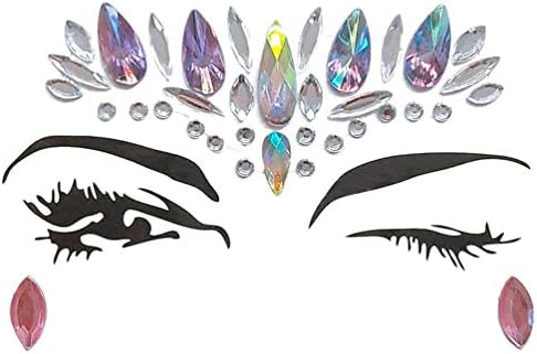 LINNUO Face Jewels Rhinestone Body Stickers Face Hair Glitter Stickers Festival Temporary Tattoo DIY Makeup Crystals for Rave Party