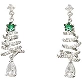 Delicate Christmas Drop Dangle Earrings For Women Rhinestone Gold Silver Christmas Tree Earrings Festival Party Jewelry