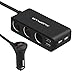 AUOPLUS Cigarette Lighter Splitter Car Charger, 120W 12V/24V 3-Socket Power Adapter DC Outlet with 6.8A 4-Port USB Charging Port for iPhone X/8/7/6s Plus, Samsung Galaxy S9/8/7/6 (Black)