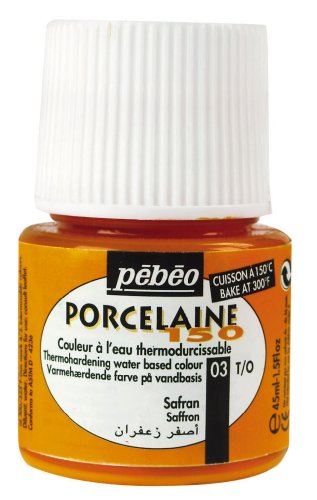 PEBEOPorcelaine 150 Ceramic Paint - Water-Based High-Gloss Color Paints for Porcelain, Premium Art Supplies, Non-Toxic & Heat-Safe, 45 ml Bottle, Saffron Orange