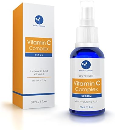 Beautiful U Skincare Vitamin C Serum + Hyaluronic Acid 20%, Get Rid Of Wrinkles,! 1oz, Best Eye Wrinkle Cream, Topical Vitamin C Complex Repairs Damage & Protects! Best Value