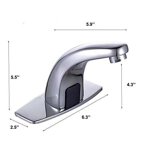 Dual-Powered Automatic Sensor Faucet Hands Touch Free Touchless Bathroom Water Sink Tap