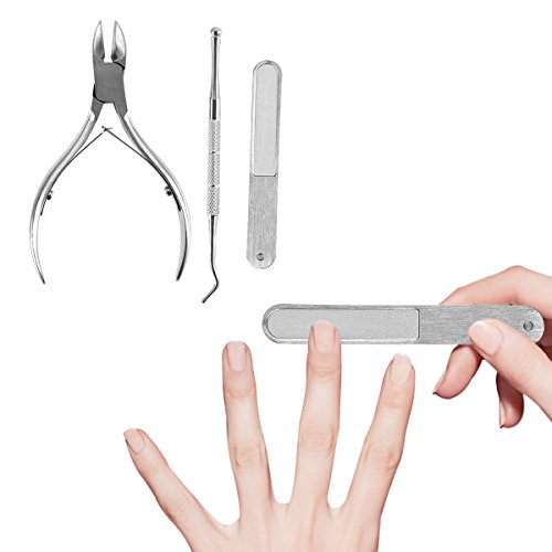 Stainless Steel Nail Nippers Tool Set, Lady Up 3 Pieces Precision Toenail Clippers Ingrown Nails Clippers, Nail File & Nail Lifter for Thick or Ingrown Toenails