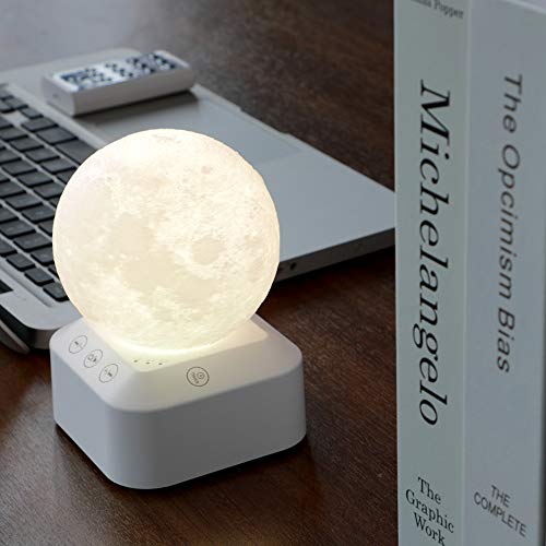 FEISIKE White Noise Machine with Lamp Light,Sound Machine for Sleeping,10 Soothing Sounds,8 Level Adjustable Volume Relaxing Music Nature Sounds,7 Color 3D Printing Moon Night Light for Adults & Baby - Thumbnail 6