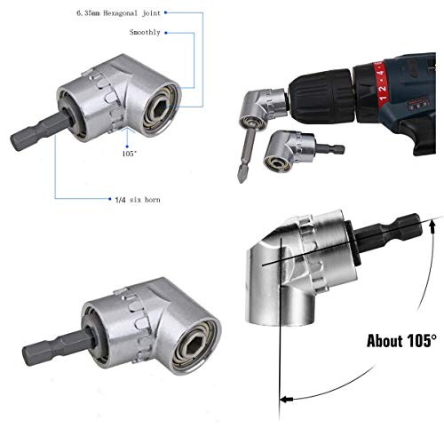 3Pcs 1/4" 3/8" 1/2"Hex Socket Adapter Drill Bits Set,Impact Grade Socket Wrench Adapter Extension Set,105°Right Angle Drill Bit Adapter Attachment 1/4" Drive Hex Magnetic Bit Socket Screwdriver Drill