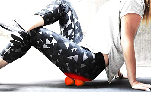 Lacrosse Massage Balls :: Hot or Cold Therapy Roller Set for Deep Tissue, Trigger Point & Myofascial Tensions Release :: New Ball Design for Back, Foot, Plantar Fasciitis, Yoga :: eBooks Included