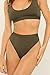 Nulibenna Women's Womens Sport Two Piece Swimsuit Workout Scoop Crop Top Bikini Tanga Bottom Bathing Suit Army Green