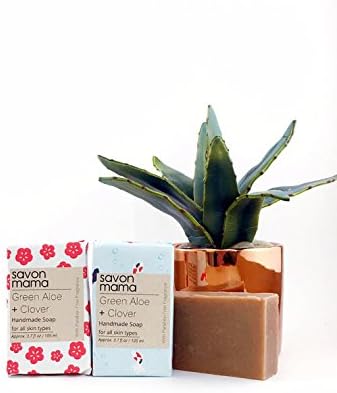 Savon Mama Green Aloe Clover Soap, handmade soap (With Paraben Free Fragrance) (1 Pack - 3.7oz./bar)