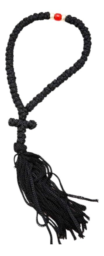 Handmade Blessed Christian Orthodox Greek Komboskoini Prayer Rope 50 Knots Black