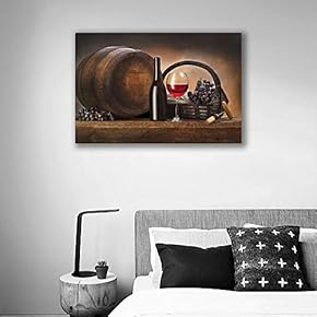Canvas Wall Art for Living Room,Bedroom Home Artwork Paintings Red Wine Ready to Hang - 12x18 inches