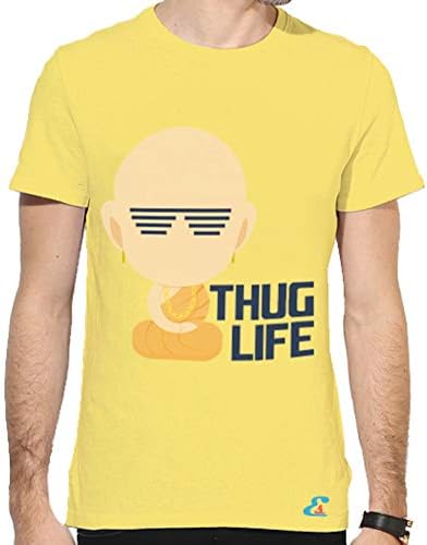 ECOSOUL Thug Life Funny Slogan Mens Cotton Half Sleeve Printed Round Neck T Shirt