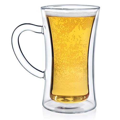 Dragon Glassware Beer Mug, Insulated Double Walled Glass Stein, Premium