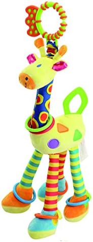 Baby Developmental Plush Toy Giraffe Handbells Rattles Handle Toy Crib Pendant Infant Color Recognization Toys