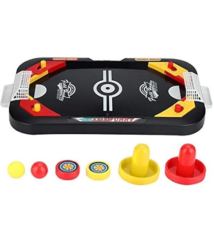 Jeu Air Hockey Sur Table Glow In The Dark MIJOMA - Kit Compact Néon 49,5x31x8,7 Cm Avec Palets Et Curseurs