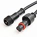 Mokungit 10Pairs 2 Core 2pin Black Pigtail Plastics Waterproof IP65 LED Connctor Male Female 40cm/pair Applicable 0.3mm² 15mm Nut for LED Light