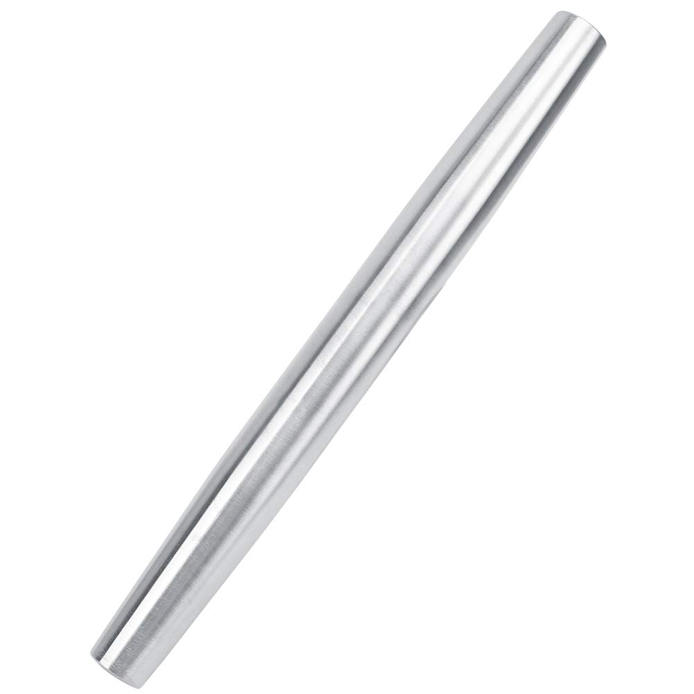Stainless Steel Rolling Pin for Baking, 32cm Non-Stick French Tapered Dough Roller for Rolling Pastry Dough Bread Cookie