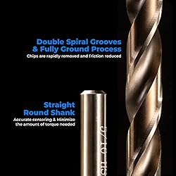 amoolo 3/8" Cobalt Drill Bit(5Pcs), M35 HSS Metal