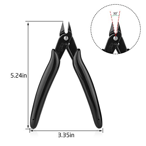 STARVAST 6 Pack 170 Flush Cutter 5 inch Micro Precision Wire Cutters Black Diagonal Cutting Pliers for Electronic, Model, Jewelry Making