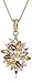 18k Yellow Gold Plated Sterling Silver Genuine Multi Gemstone and Diamond Accent Cluster Pendant Necklace, 18