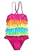 Little Girls Ruffled Rainbow Striped Bathing Suits Bikini Swimwear (Multicoloured, XL(for Girls 5-6Years/ Weight About 55lb))