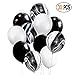 DIvine 30 Pcs 12 Inch Black White Balloons Set, Black Agate Marble Tie Dye Swirl Balloons