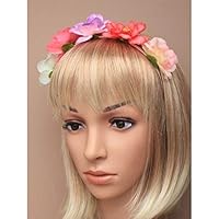 FNA FASHIONS Narrow Pastel Ribbon Wrapped Metal Alice Band with Flowers