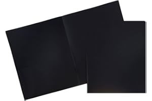 JAM PAPER Plastic 2 Pocket POP Folders - Durable School Folders - Black - 6/Pack