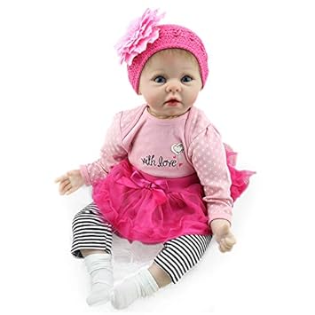 Nicery Reborn Baby-Puppe Weich Simulation Silikon Vinyl 22 Zoll 55 cm magnetisch Mund lebensechte Boy Girl Mädchen Spielzeug 