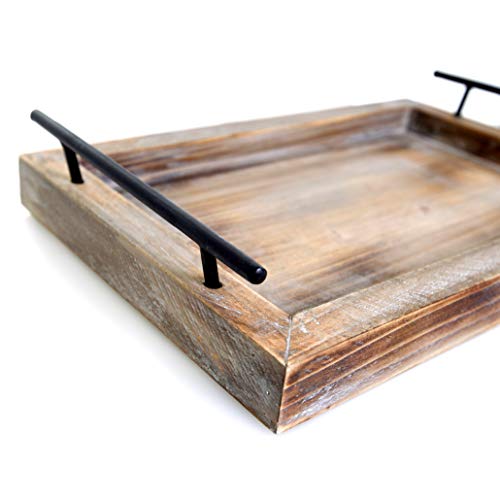 Wooden Serving Trays with Handles (2 Pc. Set) Rustic Color, Farmhouse