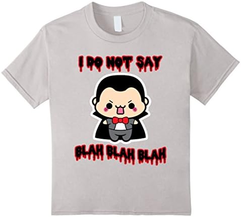Kids Cute Kawaii Vampire Do Not Say Blah Halloween T-Shirt 6 Silver