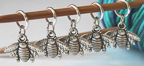 Set of 5 Honeybee Stitch Markers for Knitting